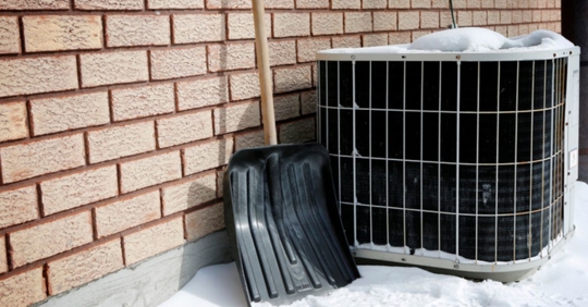 hvac unit with snow