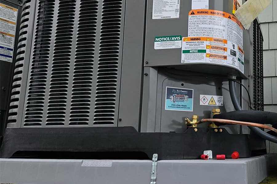 Outdoor unit shown during an AC capacitor replacement in Manasquan NJ